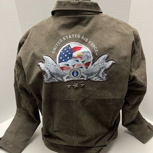 “U.S. Air Force" Men's Distressed Brown Leather Jacket, SZ L, Bradford Exchange
